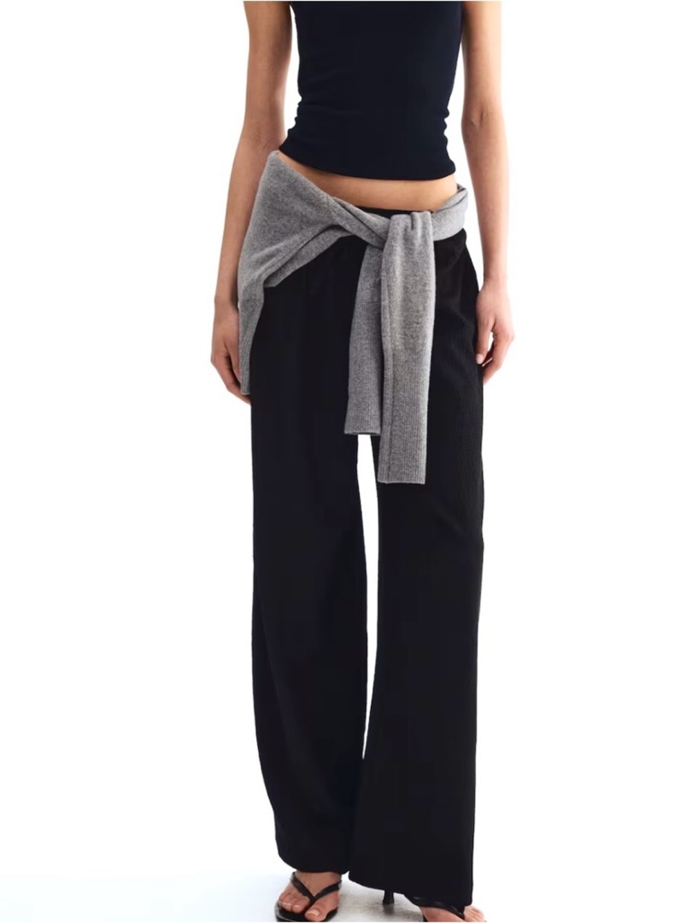 H&M Women’s Black Viscose Drawstring Pants